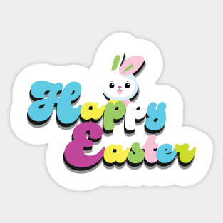 Happy Easter Day Cute Bunny Sticker